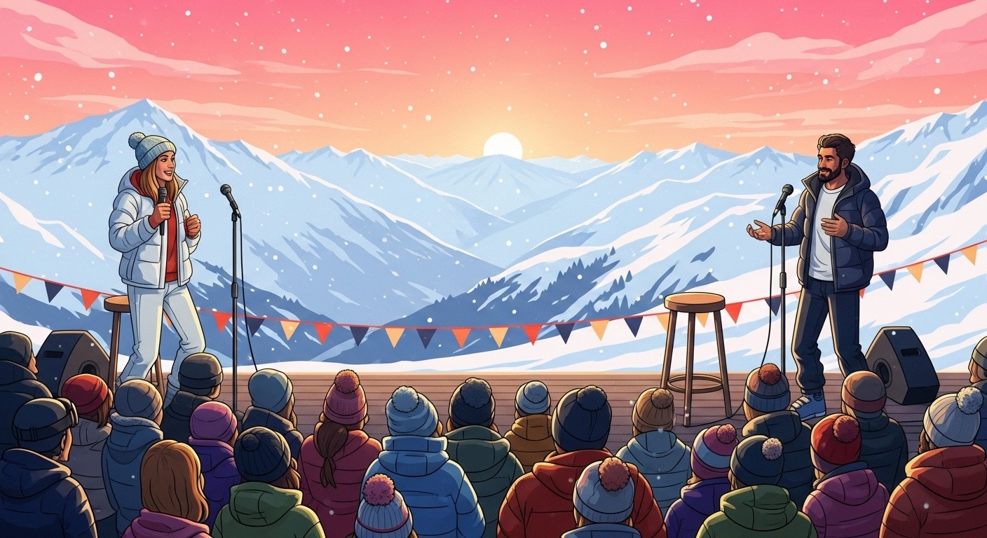 Découvrez le tout nouveau Festival 2 l’Humour des 2 Alpes, gratuit et porté par Camille Chamoux et Vincent Dedienne. Stand-up, spectacles et rires en altitude du 9 au 12 avril 2026 !