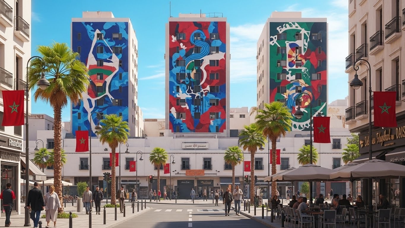 Découvrez comment les fresques géantes d'Hakimi, Bounou et Regragui transforment le quartier El Hank à Casablanca en lieu de fierté nationale depuis l'exploit des Lions de l'Atlas en 2022.