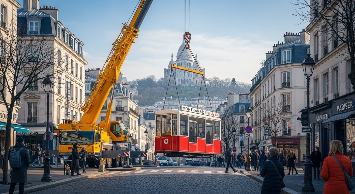 Découvrez pourquoi une cabine du funiculaire de Montmartre a été enlevée par grue à Paris. Service réduit jusqu'en mai : impacts, histoire et astuces pour grimper la butte sans stress.