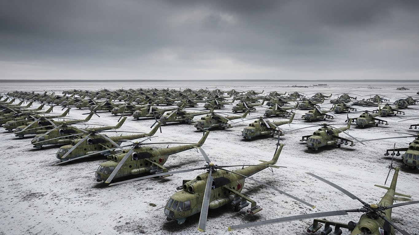 Découvrez le « cimetière » de Syzran où s’entassent des dizaines d’hélicoptères russes hors service. Images satellites révélatrices et stratégies de récupération face aux lourdes pertes en Ukraine.