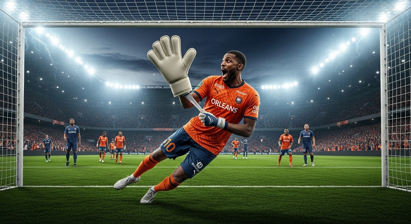 Découvrez comment un milieu de terrain a sauvé un penalty improbable après l'expulsion du gardien d'Orléans face à Sochaux. Une scène surréaliste qui marque la 18e journée !