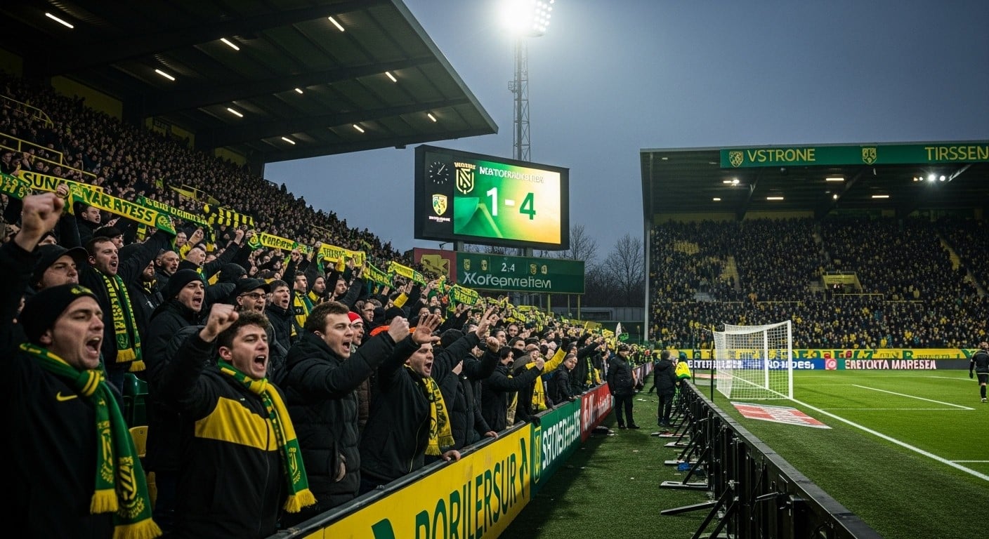 Découvrez pourquoi les supporters nantais ont ironisé avec « On est en Ligue 2 » après la lourde défaite 1-4 contre Nice. Crise profonde au FC Nantes ? Analyse complète.
