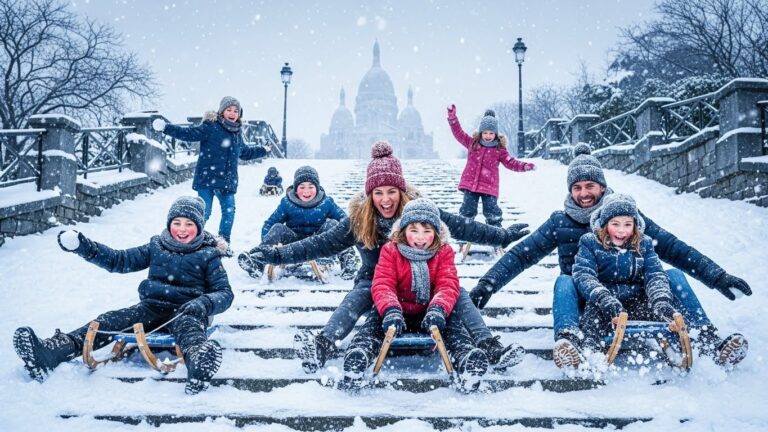 Neige à Montmartre : Luge et Joie sur les Pentes Enneigées
