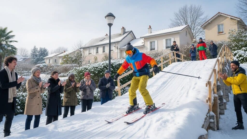 Neige en Essonne : Un Créateur Transforme les Rues en Piste de Ski
