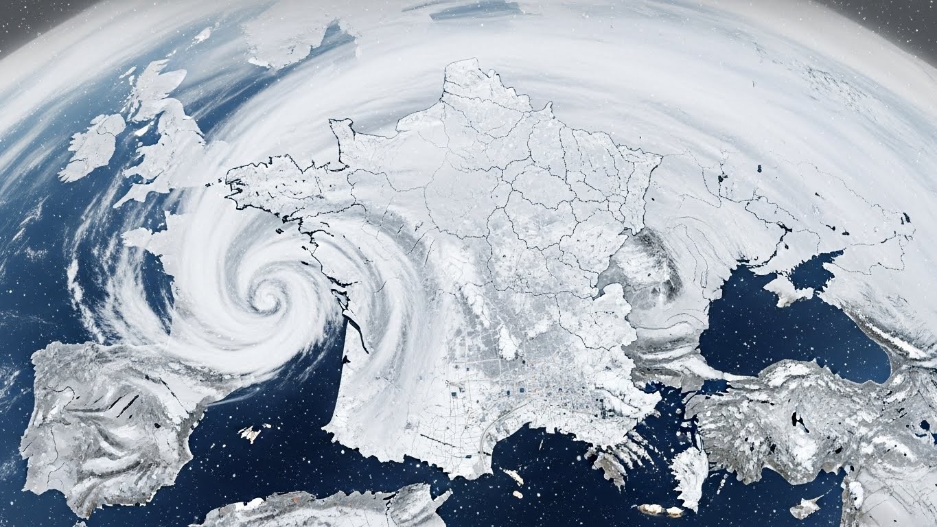 Découvrez les images satellites révélant l'arrivée massive de la neige sur la France en janvier 2026. Jusqu'à 38 départements en orange, un épisode exceptionnel à ne pas manquer.