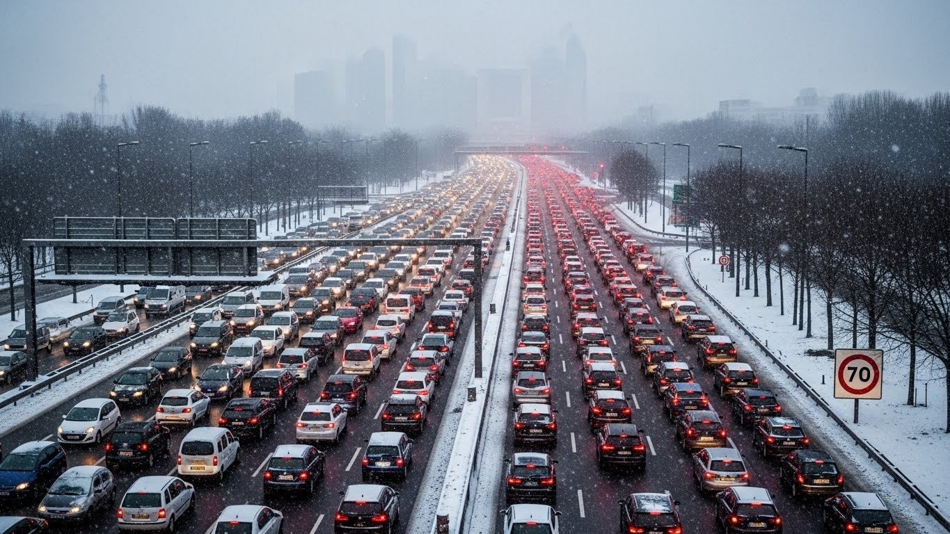 Découvrez pourquoi l'Île-de-France a connu un pic historique à 950 km de bouchons malgré les alertes neige et les appels à éviter la route. Analyse des causes et leçons à tirer.