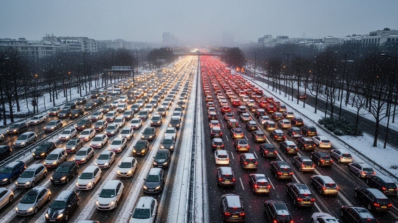 Découvrez comment la neige a paralysé l'Île-de-France avec plus de 800 km de bouchons, battant le record de 2018. Mesures d'urgence, conseils et impacts sur la circulation expliqués en détail.