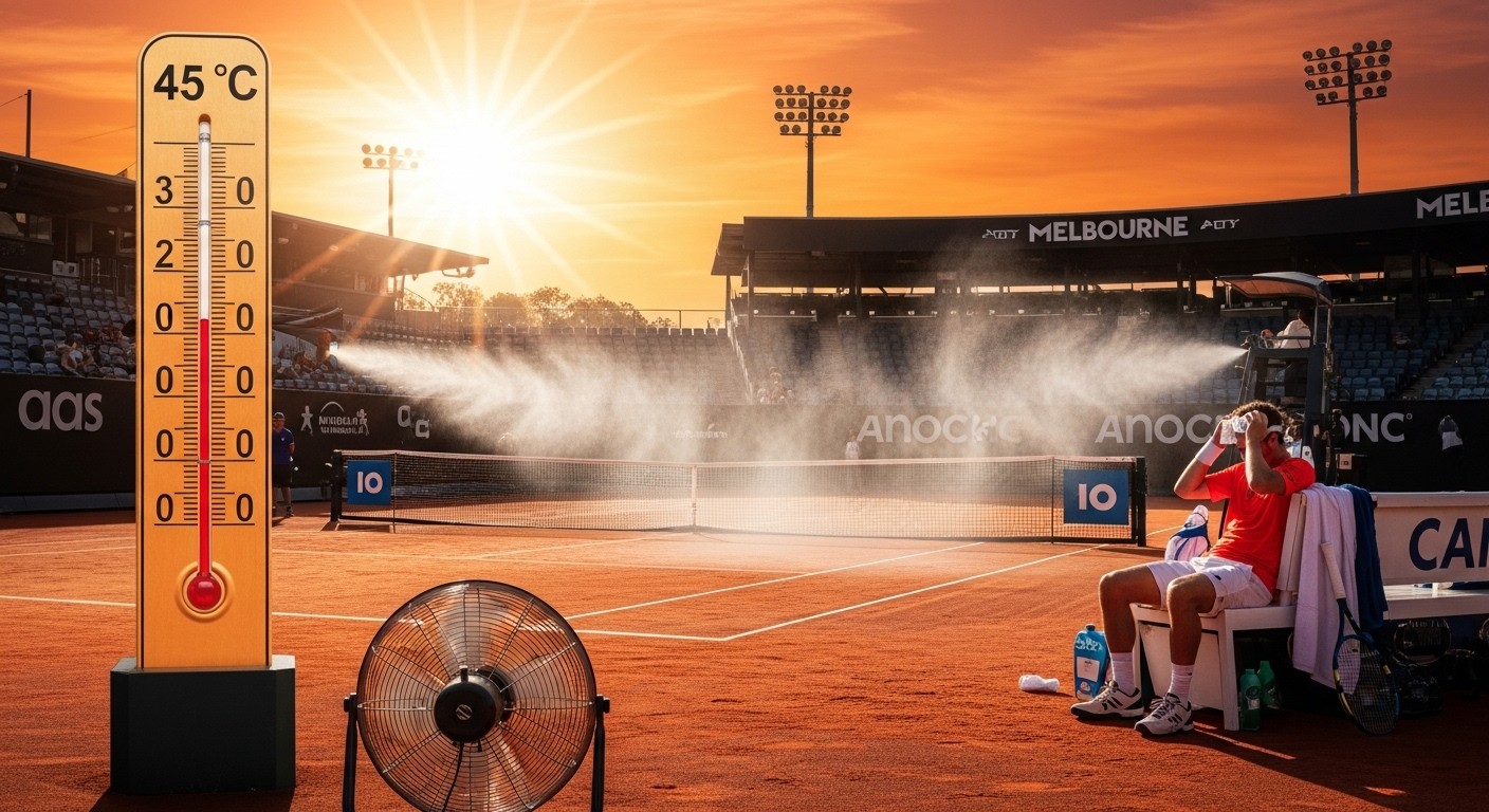 Plongez dans la canicule record de 45°C qui a paralysé l’Open d’Australie 2026 : joueurs épuisés, protocoles extrêmes et impact total sur le tournoi.