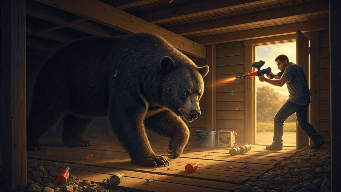 Un ours noir a vécu plus d’un mois sous une habitation en Californie. Découvrez comment paintball et tapis électrifié ont finalement eu raison de cet intrus surprenant.