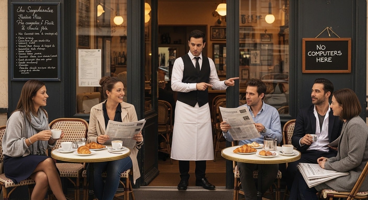 Découvrez pourquoi de plus en plus de cafés parisiens interdisent ordinateurs et tablettes. Entre rentabilité menacée et envie de convivialité authentique, une tendance qui bouscule nos habitudes.