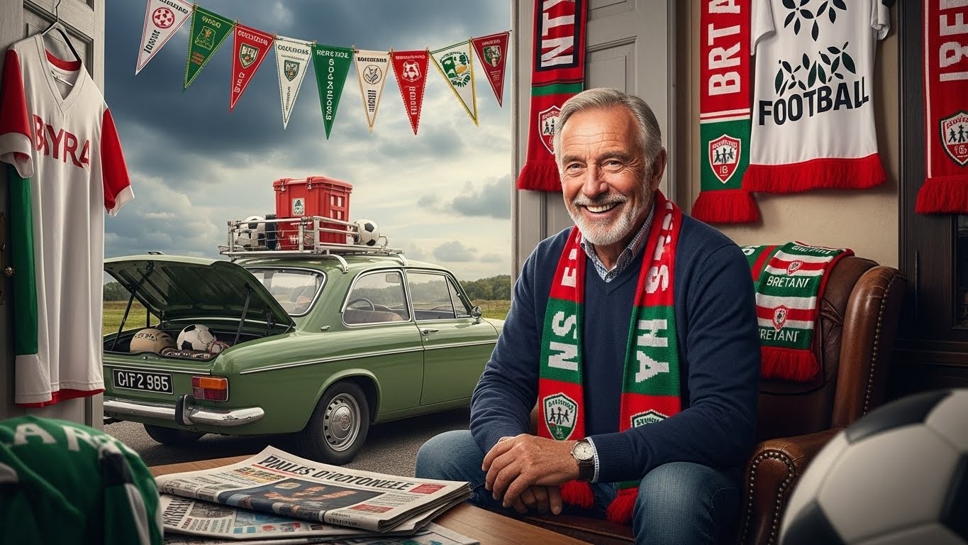 Découvrez Philippe Piérès, alias Pierrot le fou, ce passionné de foot abonné à cinq clubs bretons. Une vie rythmée par les matchs, les voyages et une collection impressionnante. Plongez dans l'univers d'un supporter hors norme.