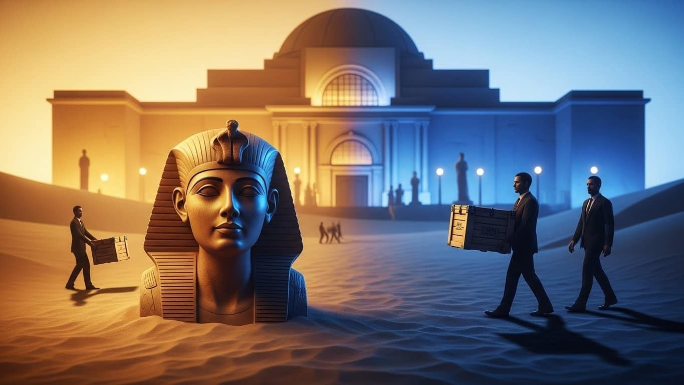 Découvrez l'enquête choc sur le trafic d'antiquités égyptiennes : buste de Cléopâtre, décret de Toutankhamon... Des musées prestigieux impliqués dans un scandale mondial. Une affaire qui ébranle le monde de l'art.