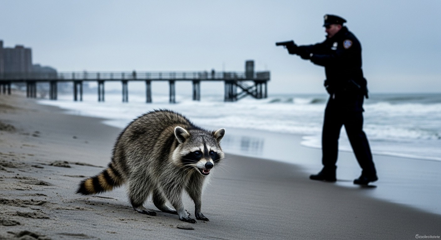 Un policier de New York rétrogradé après avoir abattu un raton laveur jugé agressif sur une plage. Bodycam contredit la version officielle ? Découvrez les faits et débats.