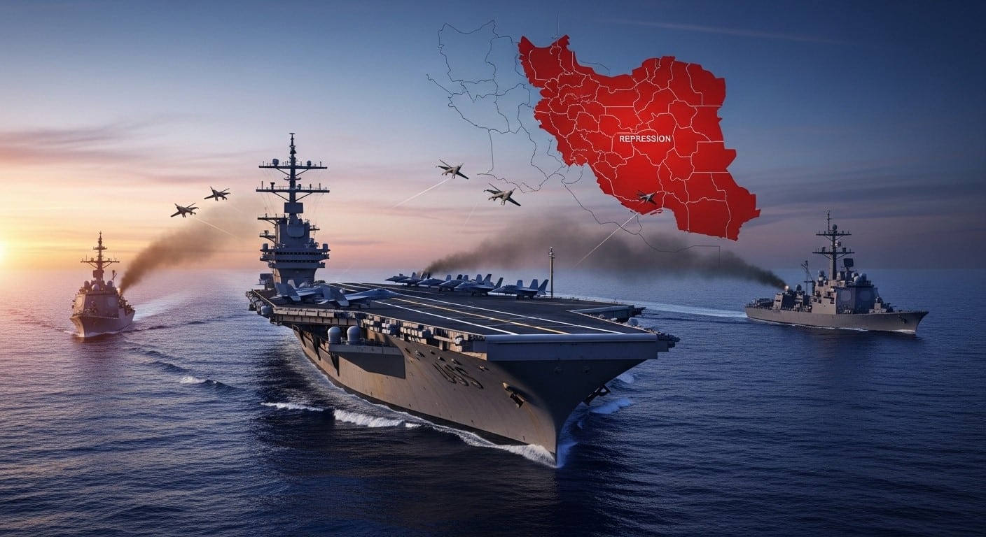 Découvrez le dilemme américain face à l’Iran : déploiement du porte-avions Lincoln, répression massive, guerre psychologique. Frappe militaire ou asphyxie économique ? Analyse exclusive.