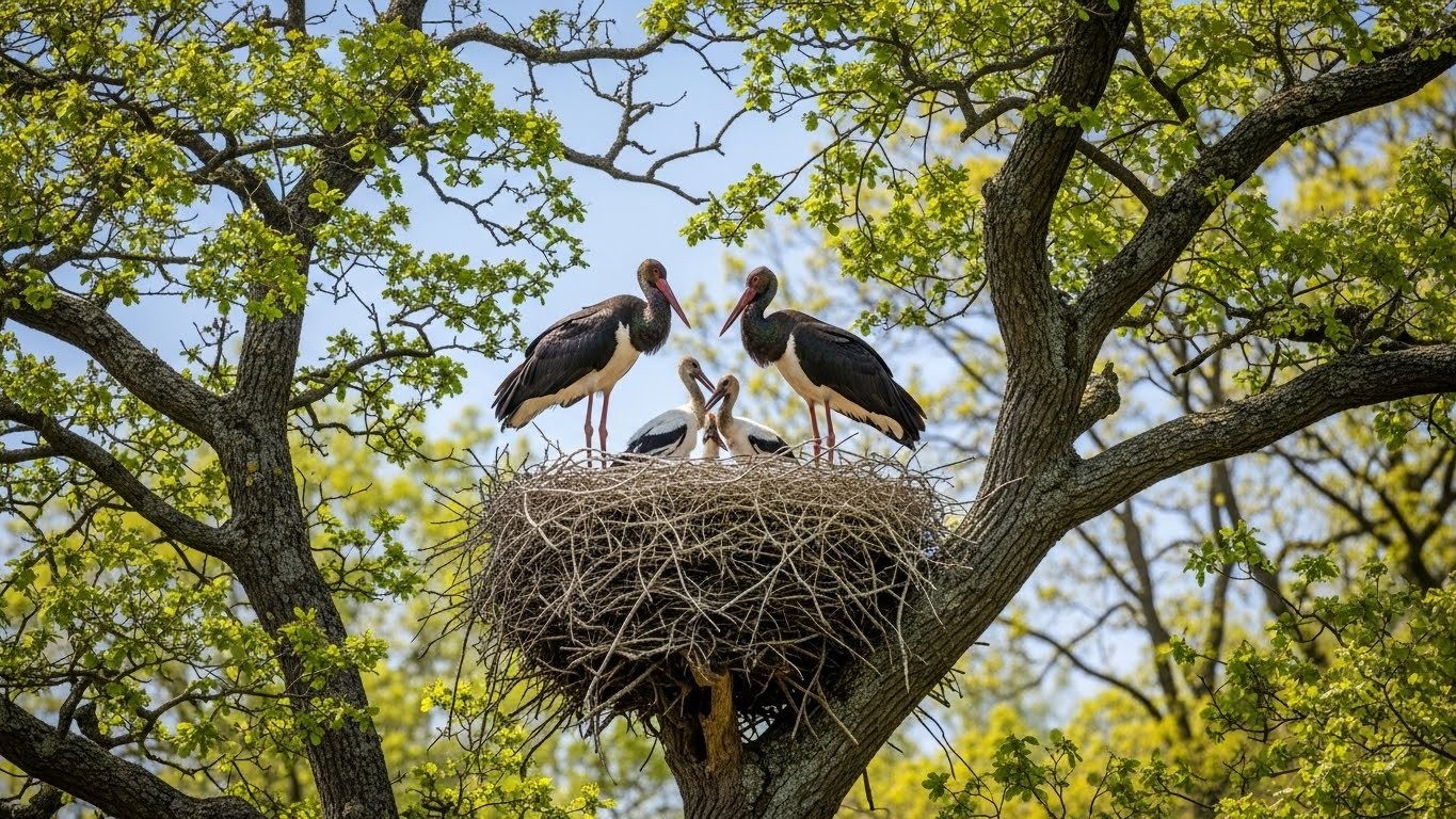 Découverte exceptionnelle : un nid de cigognes noires en Seine-et-Marne, première en Île-de-France. Trois cigogneaux bagués dans une forêt. Un signe encourageant pour la biodiversité régionale.