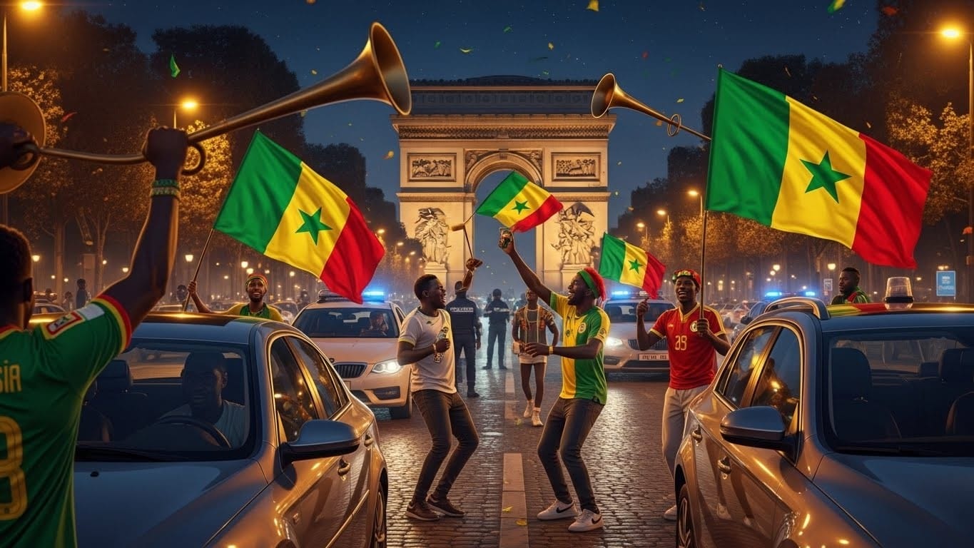 Découvrez comment des centaines de supporters sénégalais ont célébré la victoire en CAN 2025 sur les Champs-Élysées malgré l'interdiction préfectorale. Joie, klaxons et passion footballistique.
