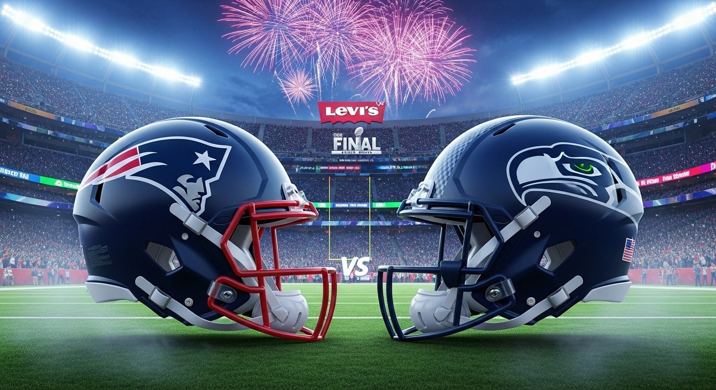 Découvrez l'affiche explosive du Super Bowl 2026 : Patriots et Seahawks se retrouvent 11 ans après. Analyse, clés du match et renaissance des Pats sans Brady.