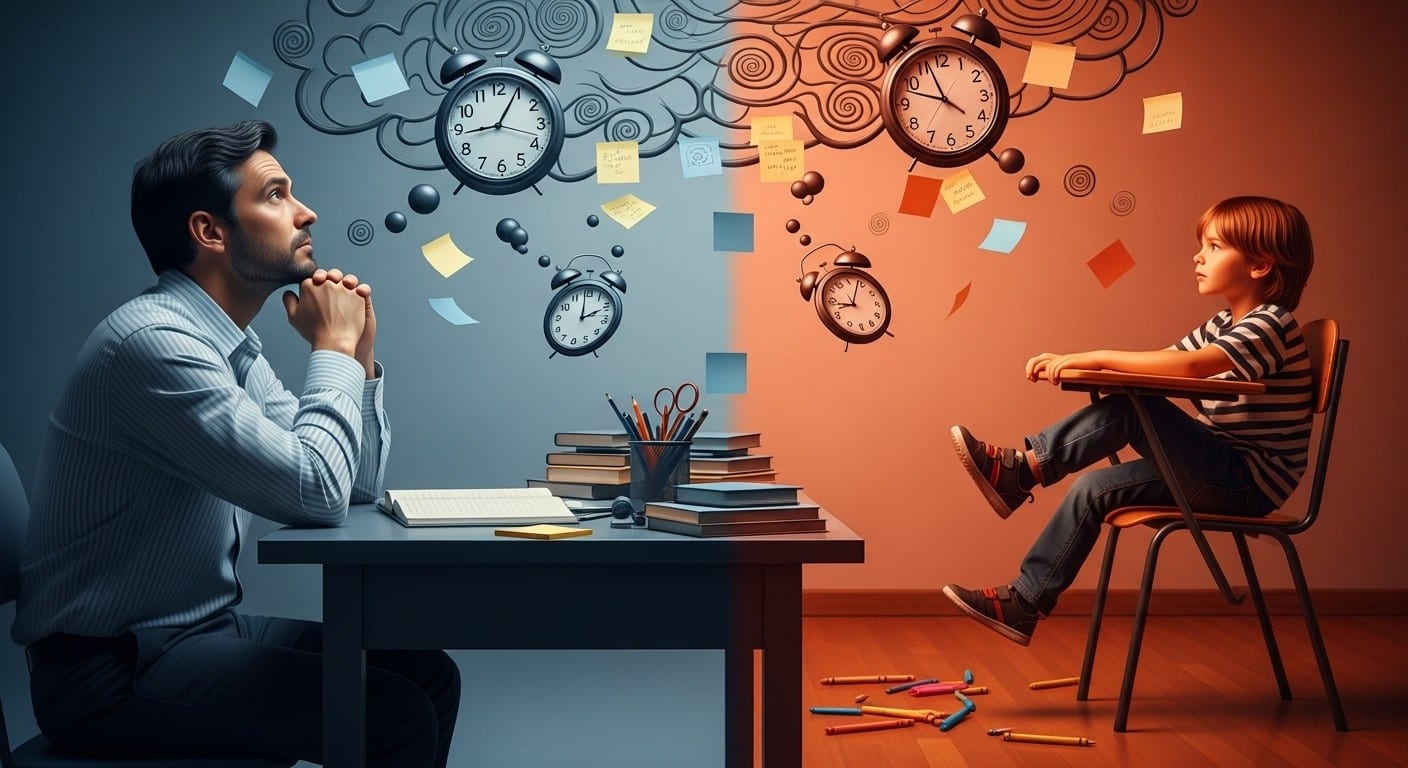 Découvrez les signaux subtils du TDAH chez l'enfant (bougeotte, impulsivité) et l'adulte (procrastination, désorganisation). Comment les repérer et pourquoi une meilleure reconnaissance change tout.