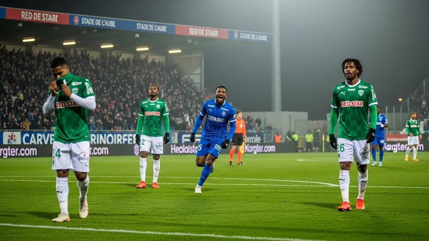 Défaite cruelle pour le Red Star (1-0) face au leader Troyes en Ligue 2. Les Audoniens ratent l'occasion de revenir à hauteur et voient leur 2e place menacée. Analyse complète du match choc.