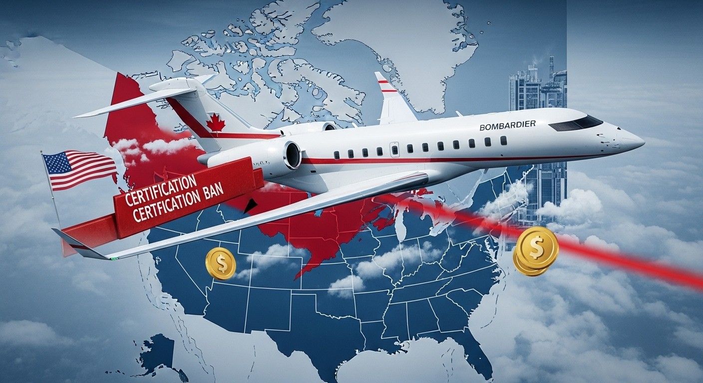 Donald Trump annonce retirer la certification des avions Bombardier et imposer 50% de tarifs douaniers au Canada en représailles à un différend sur Gulfstream. Une escalade qui inquiète l'industrie aéronautique.
