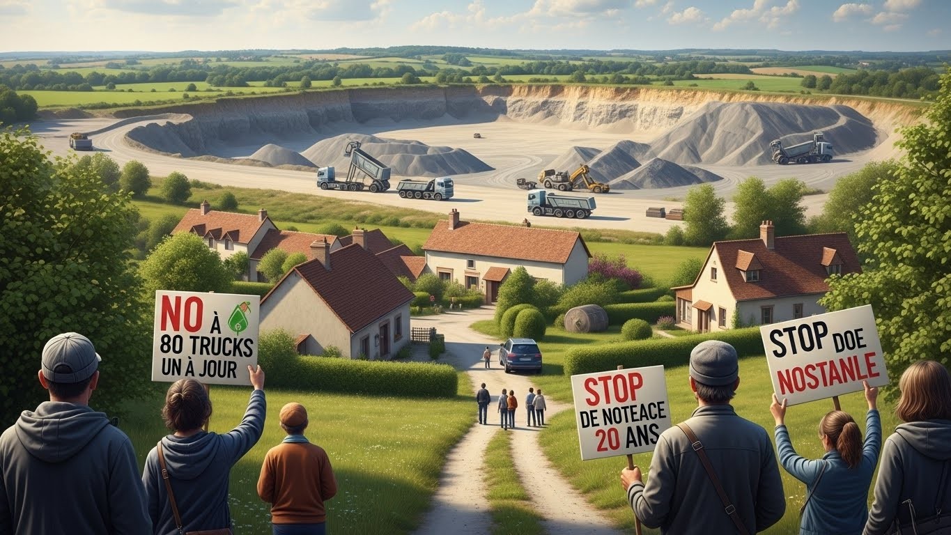 Un petit village de l’Oise s’oppose farouchement à l’arrivée de déchets inertes du Grand Paris dans une carrière locale. 80 camions par jour pendant 20 ans : quel impact réel sur la vie quotidienne ? Décryptage complet.
