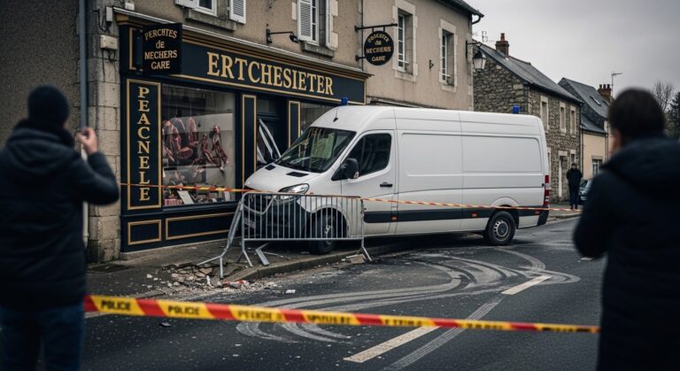 Accident Dramatique à Hermes : Camionnette Fauche Deux Piétons Devant une Boucherie