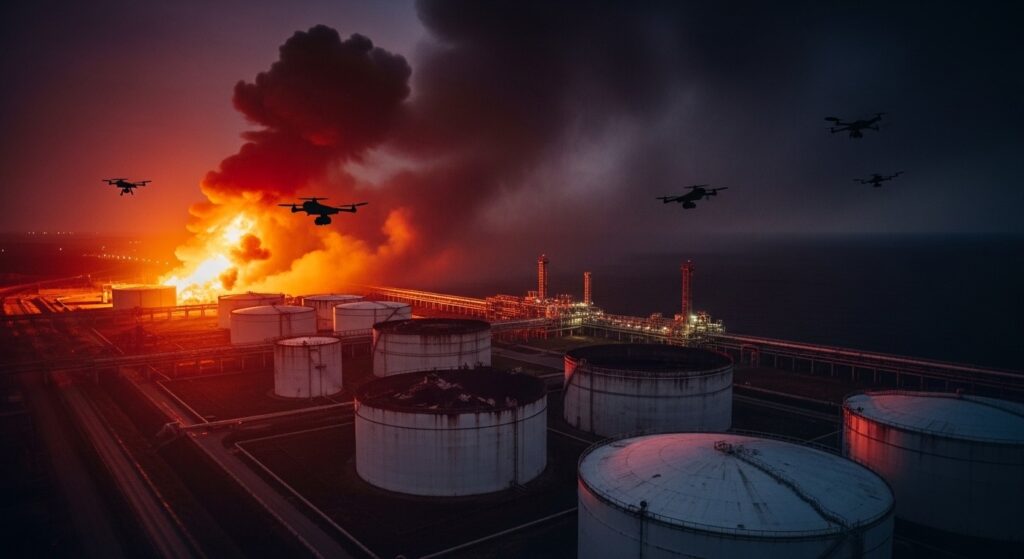 Attaque de Drones Ukrainiens sur un Terminal Pétrolier Russe