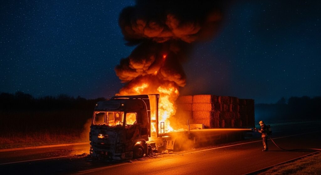 Autoroute A1 : Incendie de Camion dans l’Oise, Chauffeur Brûlé