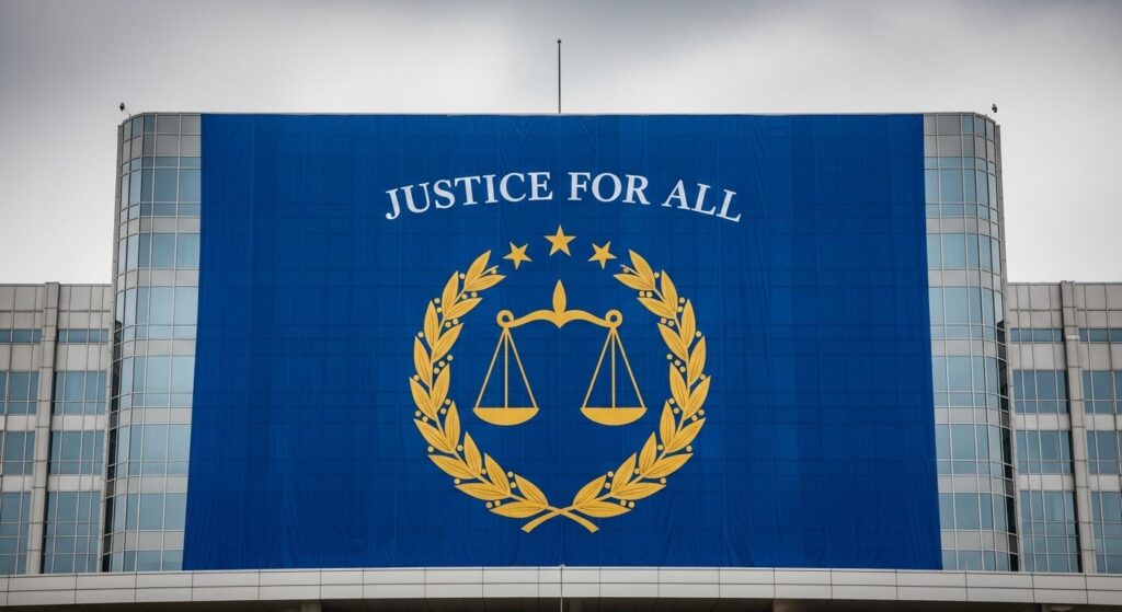 Bannière Géante Trump au Ministère Justice : Polémique