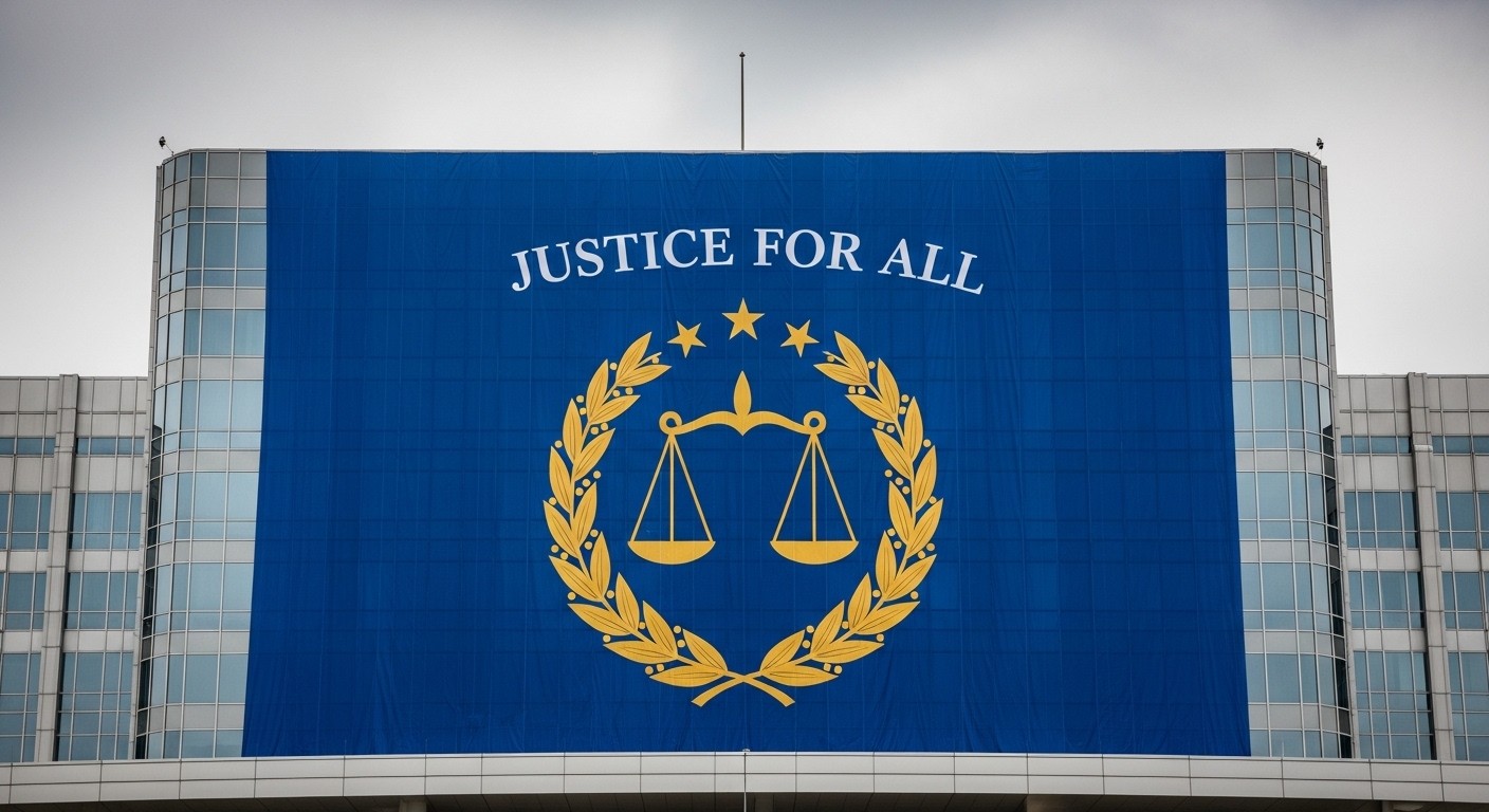 Une immense bannière à l’effigie de Donald Trump orne le ministère de la Justice à Washington avec le slogan « Make America Safe Again ». Symbole d’unité ou dérive autoritaire ? Les réactions fusent.