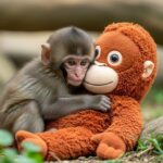 Bébé Singe Abandonné Trouve Réconfort en Peluche Orang-Outan
