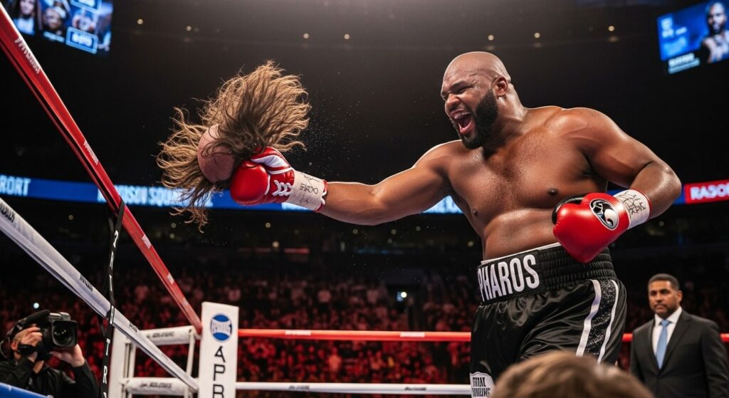 Boxeur Perd Perruque en Combat au Madison Square Garden