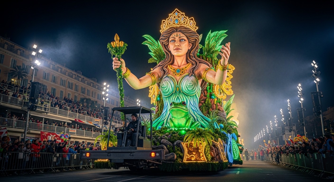 Découvrez l'édition historique du Carnaval de Nice 2026 sous le thème Vive la Reine ! Focus sur le char géant de Gaïa piloté par un chauffeur expérimenté depuis 15 ans. Une fête haute en couleur et en symboles.