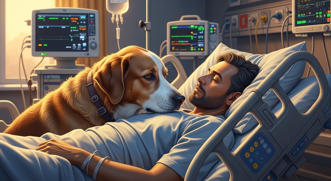 Découvrez comment des chiens de compagnie visitent leurs maîtres en réanimation dans une étude pionnière. Un soutien émotionnel qui pourrait changer la prise en charge des patients gravement malades. Réduire l'anxiété et booster le moral ?