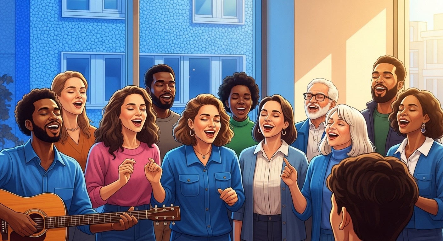 Découvrez comment une chorale éphémère à Rouen, dans le quartier Grammont, réunit habitants de tous horizons autour du chant pour créer du lien social et de la joie au centre Simone-Veil.