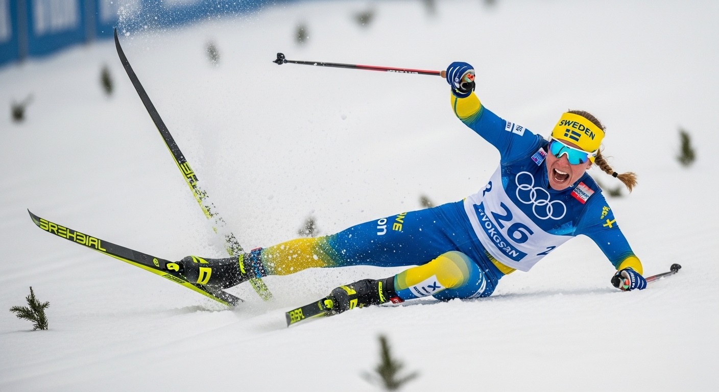 Découvrez l'incroyable mésaventure d'Ebba Andersson lors du relais ski de fond aux JO 2026 : chute, perte de ski et course héroïque sur une jambe pour arracher l'argent avec la Suède.