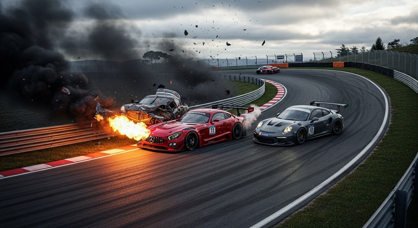 Découvrez le crash spectaculaire entre Porsche et Mercedes lors des 12 Heures de Bathurst 2026 qui a stoppé la course. Détails choc, conséquences et victoire inattendue !