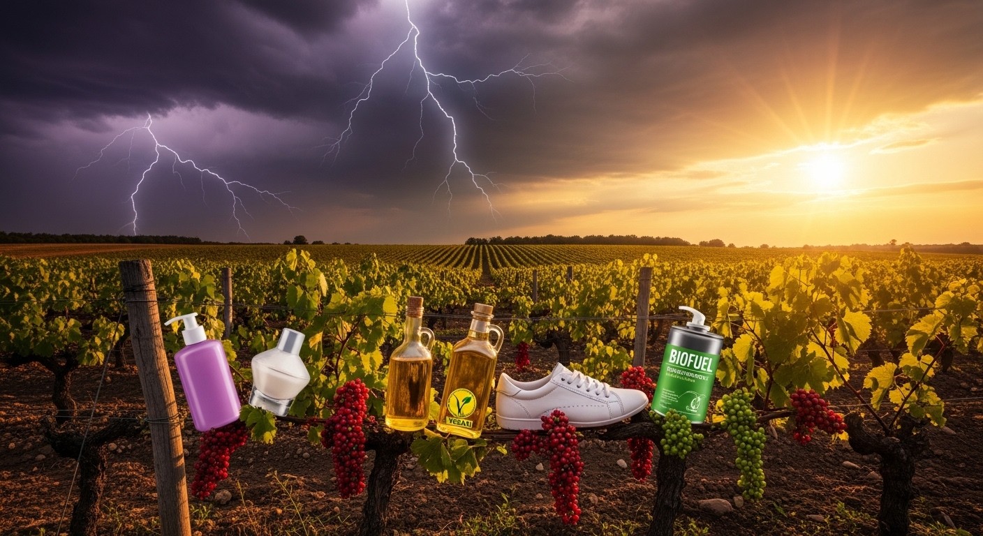 Face à la crise viticole, réchauffement et chute des ventes de vin, les coproduits de la vigne (marc, pépins, sarments) ouvrent de nouvelles voies : cosmétiques, biocarburants, baskets véganes… Une vraie planche de salut ?