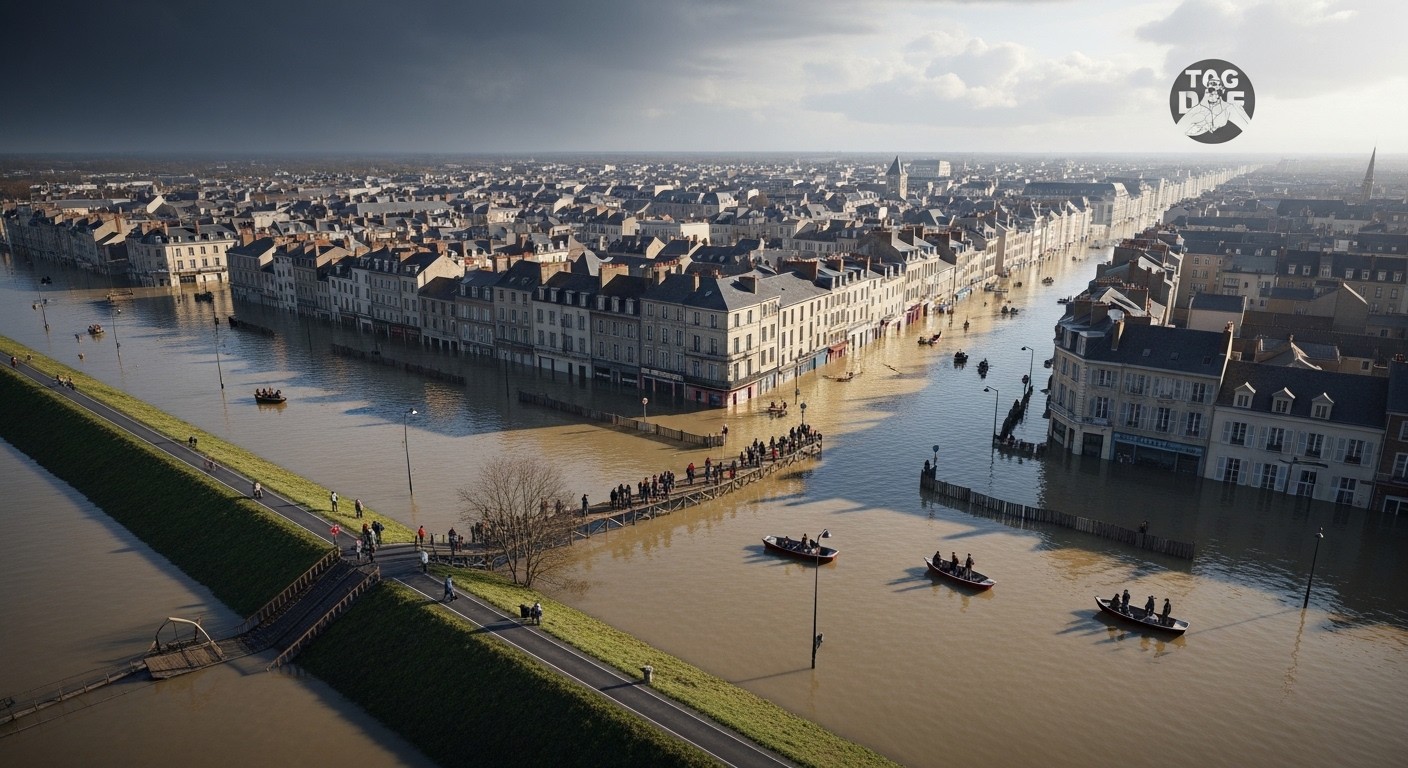 Crues exceptionnelles dans l'Ouest : vigilance rouge maintenue dans trois départements. Décrivez la lente décrue à Angers et Saintes, impacts sur les habitants et perspectives pour les prochains jours.