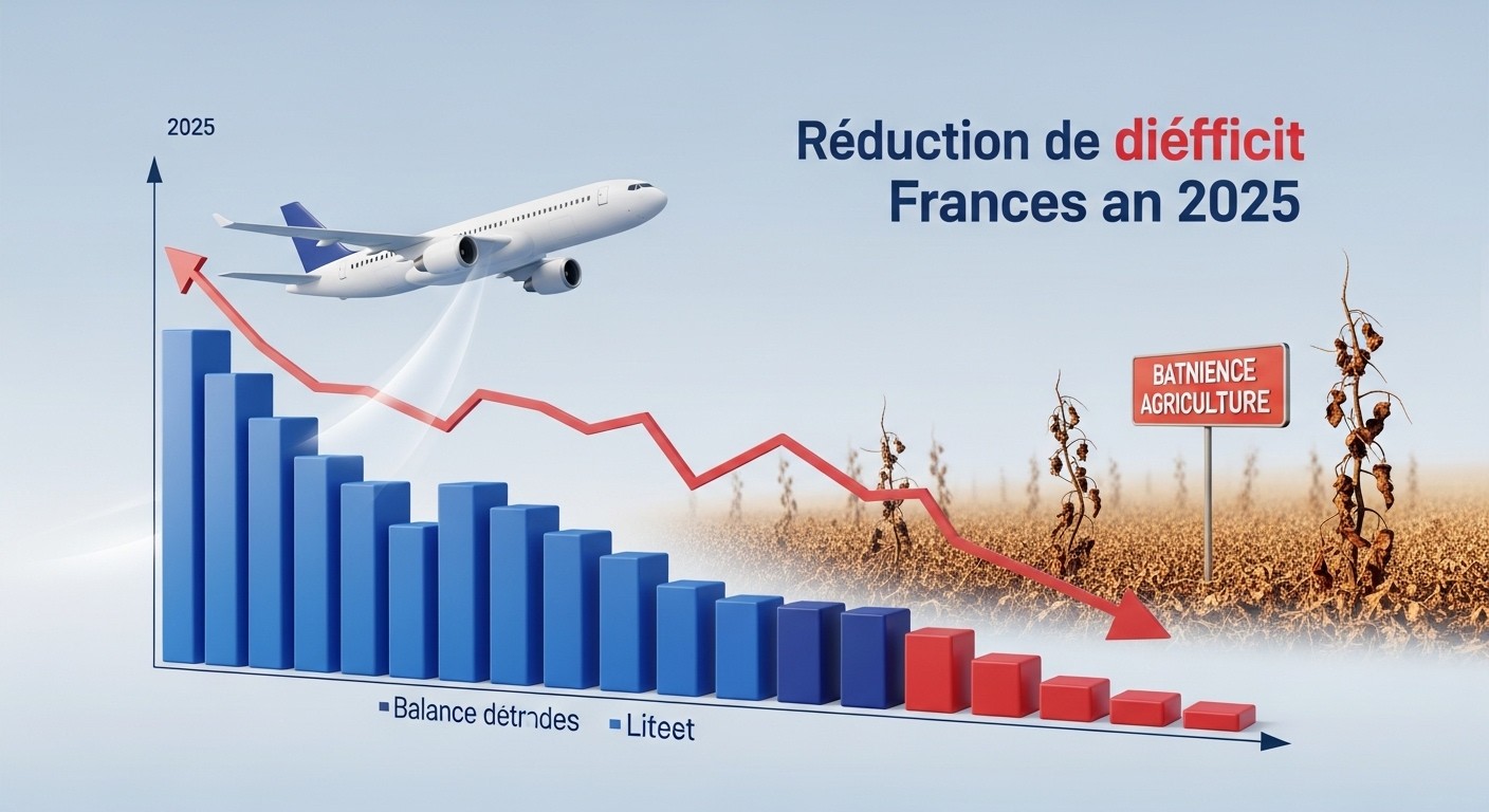 Découvrez pourquoi le déficit commercial français a reculé à 69,2 milliards en 2025 malgré les droits de douane US. Succès aéronautique, alerte agricole : analyse complète.