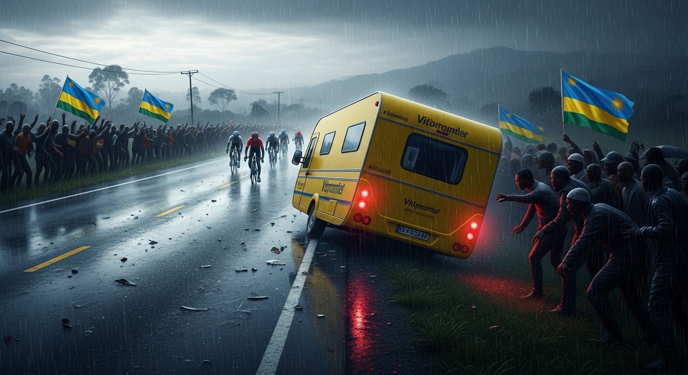 Tragédie lors de la 1re étape du Tour du Rwanda 2026 : un véhicule de la caravane percute des spectateurs, causant 2 morts et 6 blessés sous la pluie. Enquête ouverte.