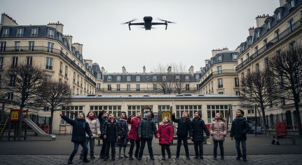 Drone au-dessus d&rsquo;une École à Paris : Émoi et Inquiétude