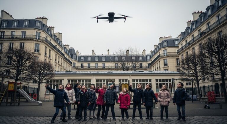 Drone au-dessus d&rsquo;une École à Paris : Émoi et Inquiétude