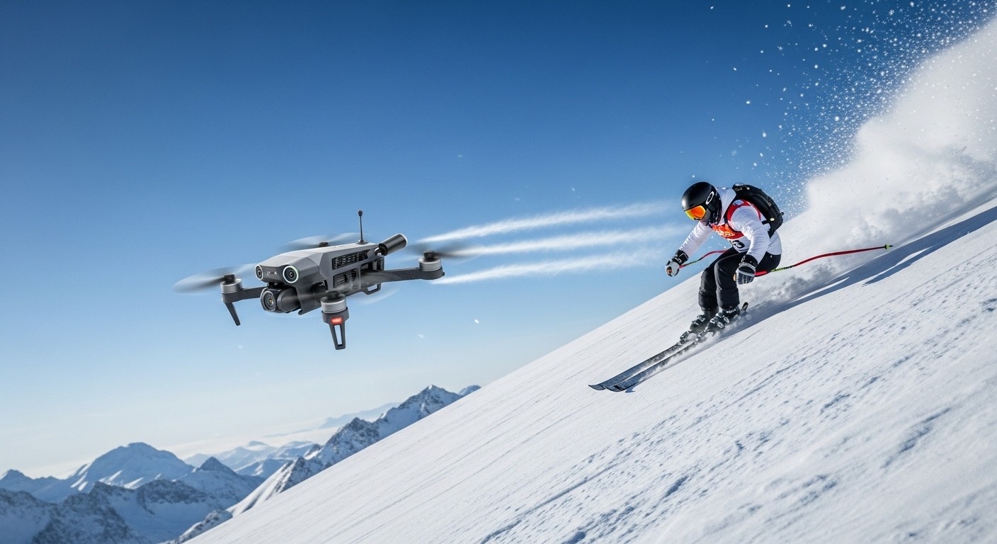 Découvrez comment les drones FPV transforment les JO d'hiver 2026 à Milan-Cortina avec des vues immersives bluffantes, effet waouh garanti et sensation Mario Kart sur les pistes !