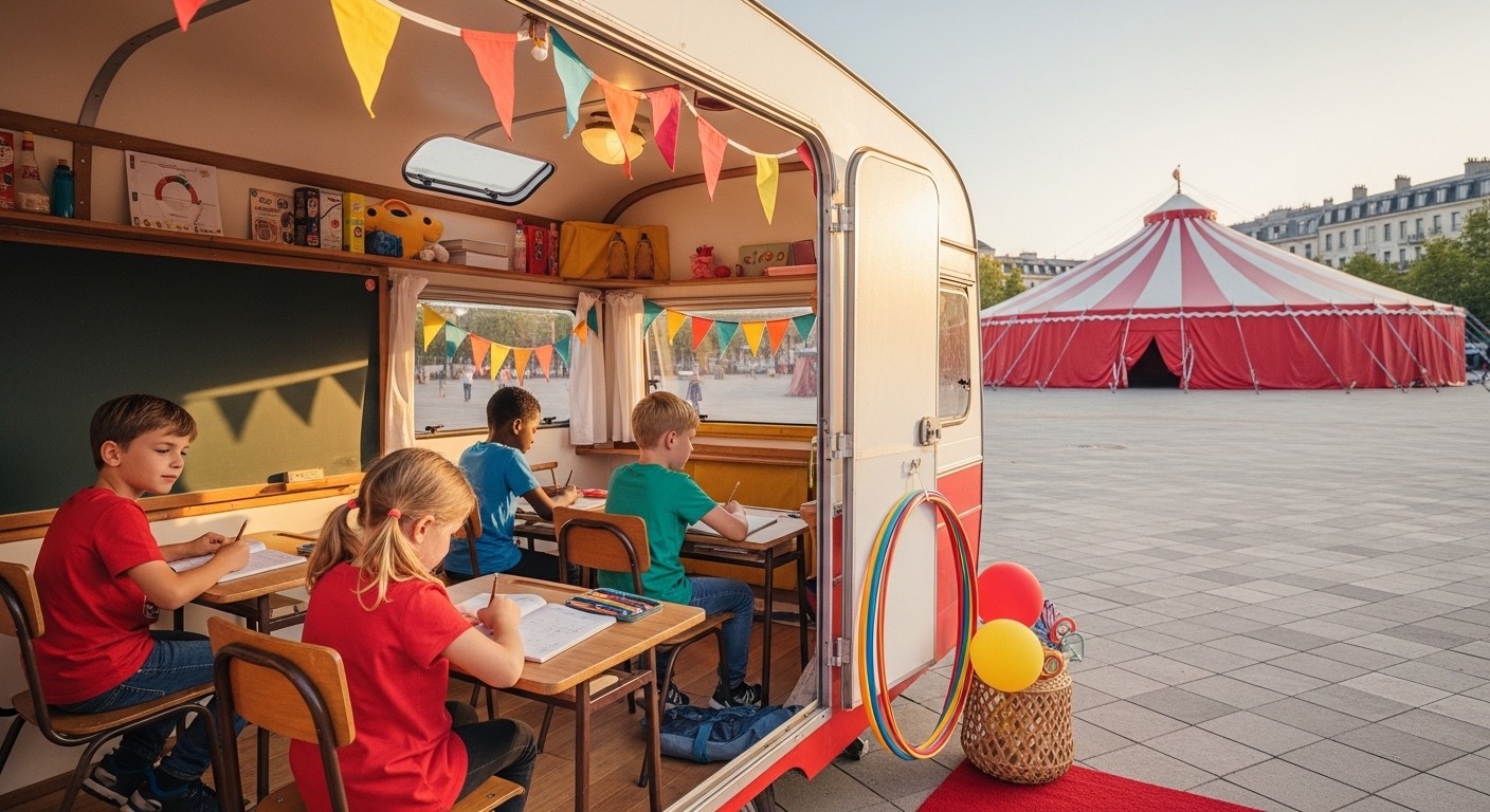 Découvrez les coulisses fascinantes de l'école itinérante unique en France du cirque Arlette Gruss, où enfants d'artistes apprennent en voyageant. Une classe pas comme les autres !