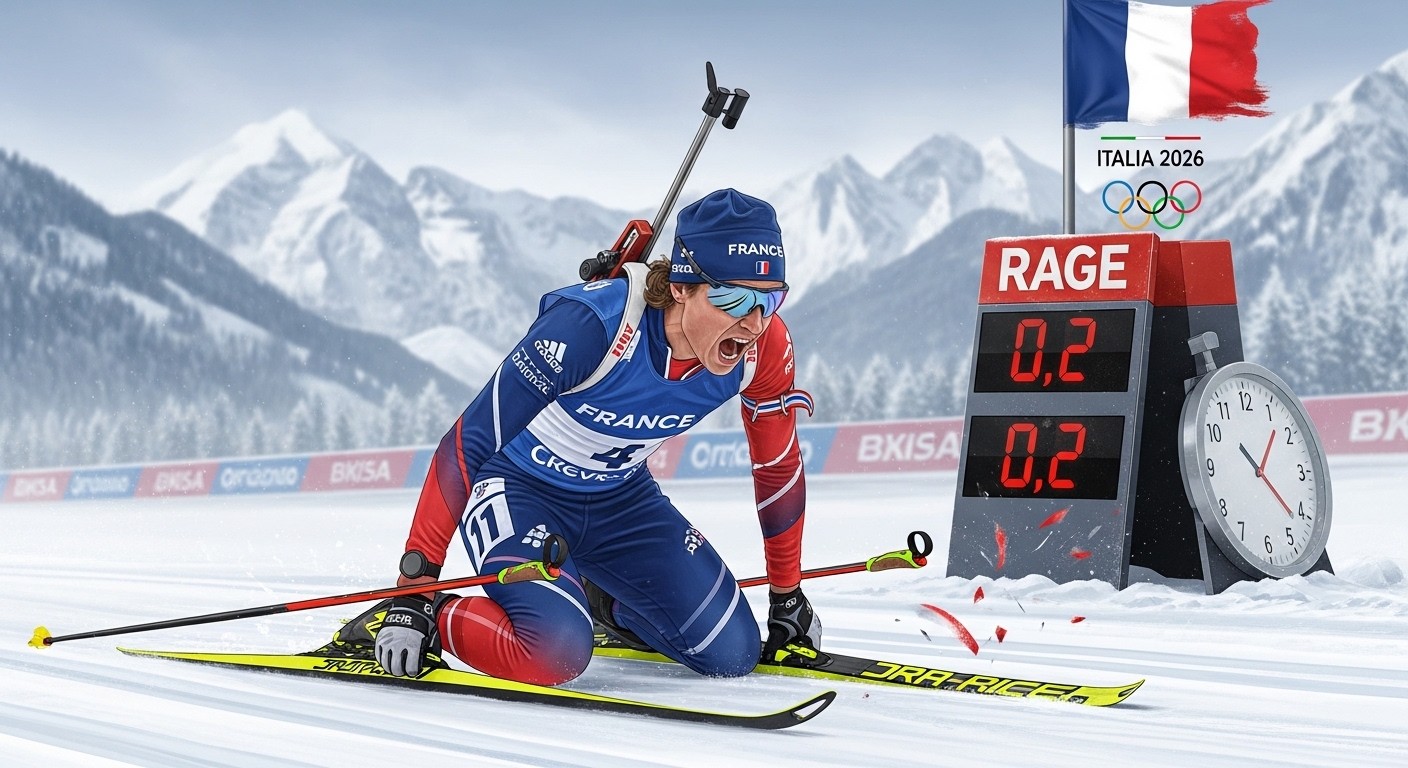Découvrez la frustration intense d'Émilien Jacquelin, 4e du sprint biathlon aux JO 2026 pour seulement 2 dixièmes. Il promet un show en poursuite ! Une course pleine de suspense et d'émotions.