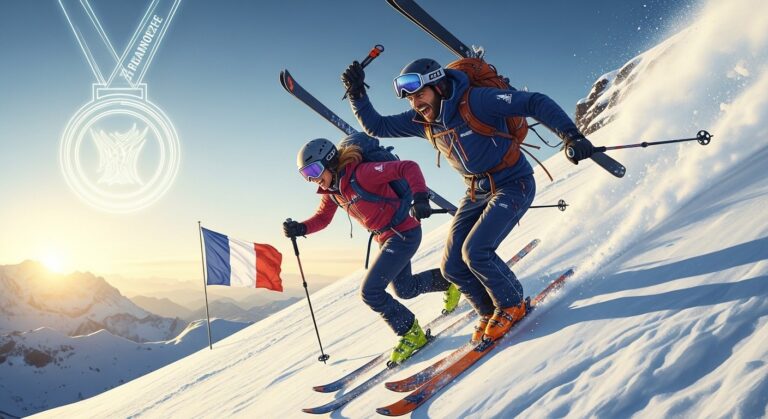 Emily Harrop et Thibault Anselmet : L’Or Historique en Relais Mixte Ski-Alpinisme JO 2026