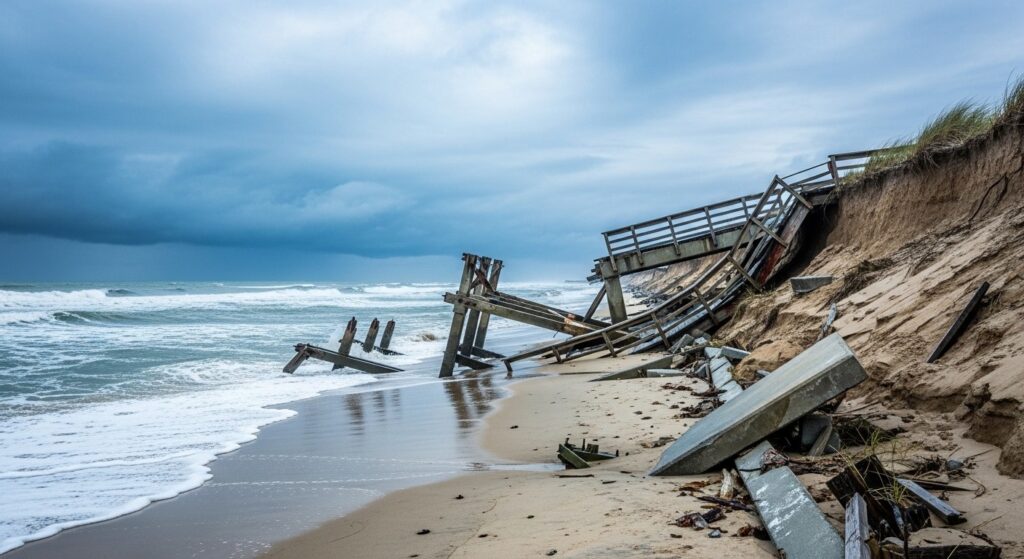 Érosion à Biscarrosse : Quand la Promenade s&rsquo;Effondre sous la Tempête