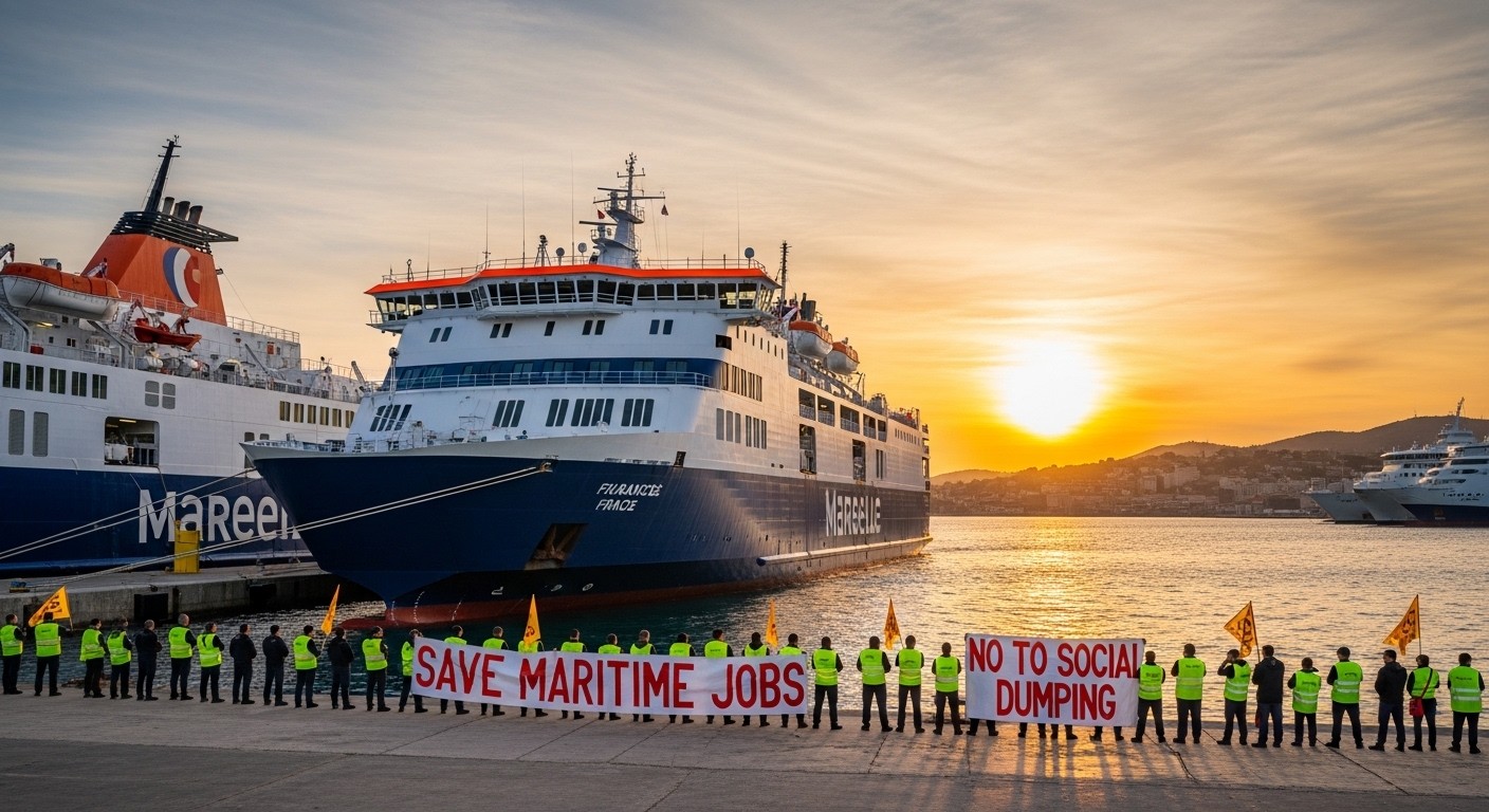 Grève des marins à Marseille contre le dumping social en Méditerranée. Le gouvernement nomme deux médiateurs pour négocier rapidement et défendre le pavillon français et les emplois en Corse. Découvrez les enjeux.