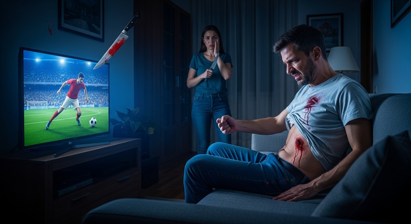 Homme Poignardé par Sa Femme Devant Match Foot Italie